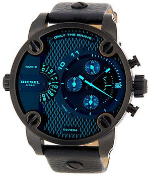 Diesel Little Daddy Black Dial Black Leather Strap Watch For Men - DZ7334 Authentic Buy Shop Now
