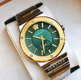 Versace Hellenyium Quartz Green Dial Silver Steel Strap Watch For Men - VEVK00420 Authentic Buy Shop Now