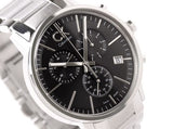 Calvin Klein Post Minimal Chronograph Black Dial Silver Steel Strap Watch for Men - K7627161 Authentic Buy Shop Now