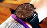 Calvin Klein Post Minimal Chronograph Black Dial Black Leather Strap Watch for Men - K7627401 Authentic Buy Shop Now