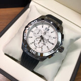 Tag Heuer Aquaracer Chronograph White Dial Black Rubber Strap Watch for Men - CAY1111.FT6041 Authentic Buy Shop Now