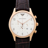 Emporio Armani Beta Chronograph White Dial Brown Leather Strap Watch For Men - AR1916 Authentic Buy Shop Now