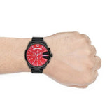 Diesel Mega Chief Chronograph Black Dial Black Steel Strap Watch For Men - DZ4318 Authentic Buy Shop Now