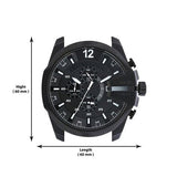 Diesel Mega Chief Chronograph Black Dial Black Steel Strap Watch For Men - DZ4283 Authentic Buy Shop Now