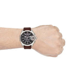 Diesel Mega Chief Chronograph Black Dial Brown Leather Strap Watch For Men - DZ4290 Authentic Buy Shop Now