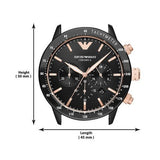Emporio Armani Mario Ceramic Chronograph Black Dial Black Steel Strap Watch For Men - AR70002 Authentic Buy Shop Now