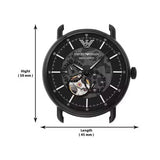 Emporio Armani Meccanico Automatic Skeleton Dial Black Leather Strap Watch For Men - AR60008 Authentic Buy Shop Now