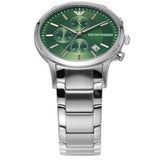 Emporio Armani Renato Chronograph Green Dial Silver Steel Strap Watch For Men - AR11507 Authentic Buy Shop Now