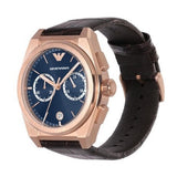 Emporio Armani Claudio Chronograph Blue Dial Brown Leather Strap Watch For Men - AR11554 Authentic Buy Shop Now