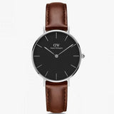 Daniel Wellington Classic Petite St Mawes Black Dial Brown Leather Strap Watch For Women - DW00100181 Authentic Buy Shop Now