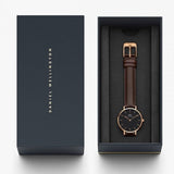 Daniel Wellington Classic Petite Bristol Black Dial Brown Leather Strap Watch For Women - DW00100221 Authentic Buy Shop Now
