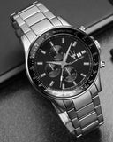 Maserati SFIDA Chronograph Black Dial Silver Steel Strap Watch For Men - R8873640015 Authentic Buy Shop Now