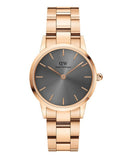 Daniel Wellington Iconic Link Grey Dial Rose Gold Steel Strap Watch For Women - DW00100332 Authentic Buy Shop Now