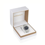 Versace Greca Time Quartz Black Dial Silver Steel Strap Watch For Men - VE3K00322 Authentic Buy Shop Now