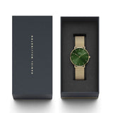 Daniel Wellington Petite Emerald Green Dial Gold Mesh Strap Watch For Women - DW00100481 Authentic Buy Shop Now