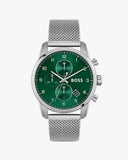 Hugo Boss Skymaster Green Dial Silver Mesh Bracelet Watch for Men - 1513938 Authentic Buy Shop Now