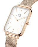 Daniel Wellington Quadro Pressed Melrose White Dial Rose Gold Mesh Strap Watch For Women - DW00100465 Authentic Buy Shop Now