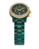 Michael Kors Runway Chronograph Green Dial Green Steel Strap Watch for Women - MK7422 Authentic Buy Shop Now