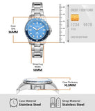 Fossil Blue Dive Three Hand Blue Dial Silver Steel Strap Watch For Women - ES5353 Authentic Buy Shop Now