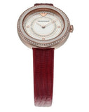 Emporio Armani Two-Hand Analog White Dial Red Leather Strap Watch For Women - AR11532 Authentic Buy Shop Now