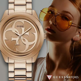 Guess G-Twist Rose Gold Dial Rose Gold Steel Strap Watch for Women - W1082L3 Authentic Buy Shop Now