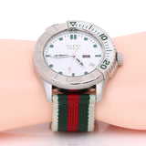 Gucci G Timeless White Dial Two Tone Nylon Strap Watch For Men - YA126231 Authentic Buy Shop Now