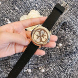 Guess G Twist Gold Dial Black Leather Strap Watch for Women - W0911L3 Authentic Buy Shop Now