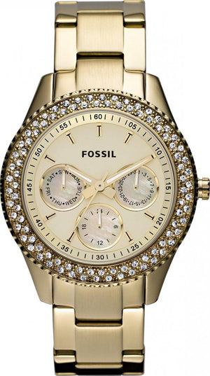 Fossil Stella Multifunction Gold Dial Gold Steel Strap Watch for Women - ES3589 Authentic Buy Shop Now