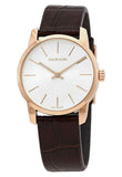 Calvin Klein City White Dial Brown Leather Strap Watch for Men - K2G21629 Authentic Buy Shop Now