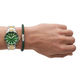 Emporio Armani Diver Chronograph Green Dial Two Tone Steel Strap Watch For Men - AR80063 Authentic Buy Shop Now