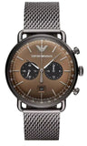 Emporio Armani Aviator Brown Dial Grey Mesh Bracelet Watch For Men - AR11141 Authentic Buy Shop Now