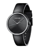 Calvin Klein Full Moon Black Dial Black Leather Strap Watch for Women - K8Y231C1 Authentic Buy Shop Now