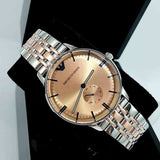Emporio Armani Classic Beige Dial Two Tone Steel Strap Watch for Men - AR2070 Authentic Buy Shop Now