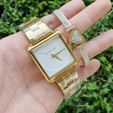 Michael Kors Lake Quartz White Dial Gold Steel Strap Watch For Women - MK3644 Authentic Buy Shop Now