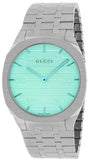 Gucci 25H Quartz Turquoise Dial Silver Steel Strap Watch For Women - YA163409 Authentic Buy Shop Now