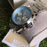 Michael Kors Bradshaw Chronograph Blue Dial Silver Steel Strap Watch For Women - MK6099 Authentic Buy Shop Now