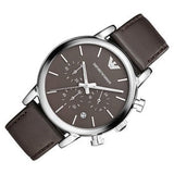 Emporio Armani Classic Chronograph Brown Dial Brown Leather Strap Watch For Men - AR1734 Authentic Buy Shop Now