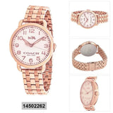 Coach Delancey White Dial Rose Gold Steel Strap Watch for Women - 14502262 Authentic Buy Shop Now