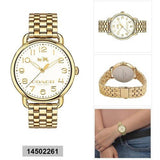 Coach Delancey Classic White Dial Gold Steel Strap Watch for Women - 14502261 Authentic Buy Shop Now
