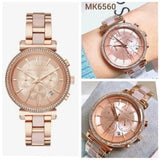 Michael Kors Sofie Chronograph Rose Gold Dial Rose Gold Steel Strap Watch For Women - MK6560 Authentic Buy Shop Now