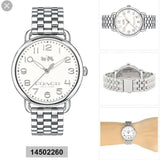 Coach Delancey Classic White Dial Silver Steel Strap Watch for Women - 14502260 Authentic Buy Shop Now