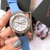 Guess Limelight Crystals White Dial Blue Rubber Strap Watch for Women - W1053L5 Authentic Buy Shop Now