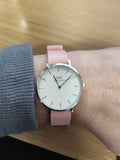 Daniel Wellington Classic Petite Rosewater White Dial Pink NATO Strap Watch For Women - DW001000318 Authentic Buy Shop Now