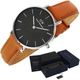 Daniel Wellington Petite Sterling Black Dial Brown Leather Strap Watch For Women - DW00100178 Authentic Buy Shop Now