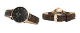 Daniel Wellington Classic Petite York Black Dial Brown Leather Strap Watch For Women - DW00100170 Authentic Buy Shop Now