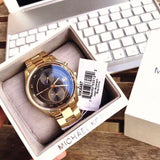 Michael Kors Blair Quartz Black Dial Gold Steel Strap Watch For Women - MK6497 Authentic Buy Shop Now