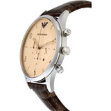 Emporio Armani Classic Chronograph Cream Dial Brown Leather Strap Watch For Men - AR1878 Authentic Buy Shop Now