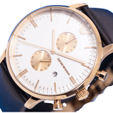 Emporio Armani Gianni Classic Chronograph White Dial Brown Leather Strap Watch For Men - AR0398 Authentic Buy Shop Now