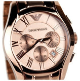 Emporio Armani Valente Chronograph Rose Gold Dial Rose Gold Steel Strap Watch For Men - AR0365 Authentic Buy Shop Now