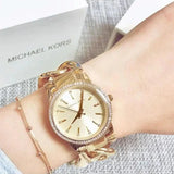 Michael Kors Nini Three Hand Gold Dial Gold Steel Strap Watch For Women - MK3235 Authentic Buy Shop Now
